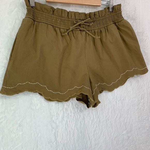 Anthropologie Scallop Hem Elastic Waist Shorts in Moss Sz XS - Picture 5 of 15